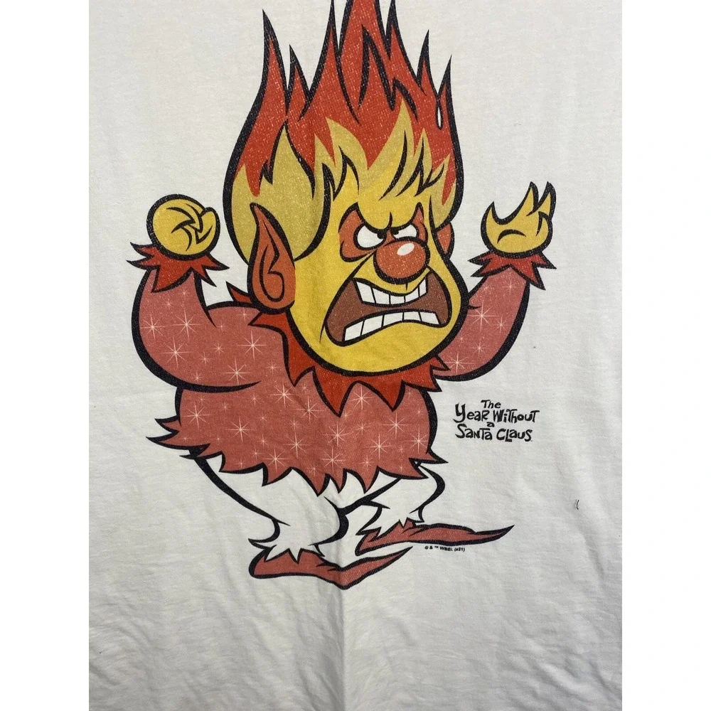 The Year Without Santa Claus Angry Elf Graphic  White Tshirt Size XL Skater Goth